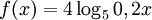 f(x) = 4 \log_{5} 0,2x